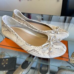 Vionic Callisto Cream Snake Skin Leather Ballet Flats Size 6